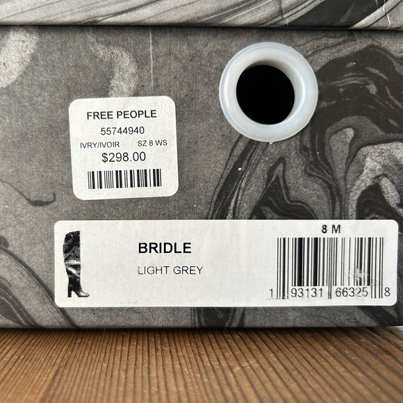 NIB Free People Jeffrey Campbell Ollie Over-the-Knee Boots in Light Grey Leather - Picture 14 of 16